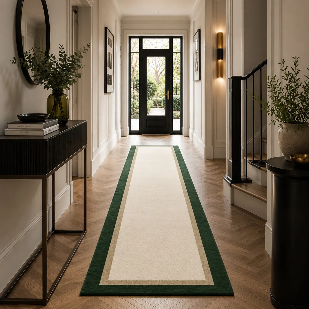 Cream Wool Runner with Wool Borders - Rug Roomset Collection Cream Wool Runner with Wool Borders - Rug Roomset Collection