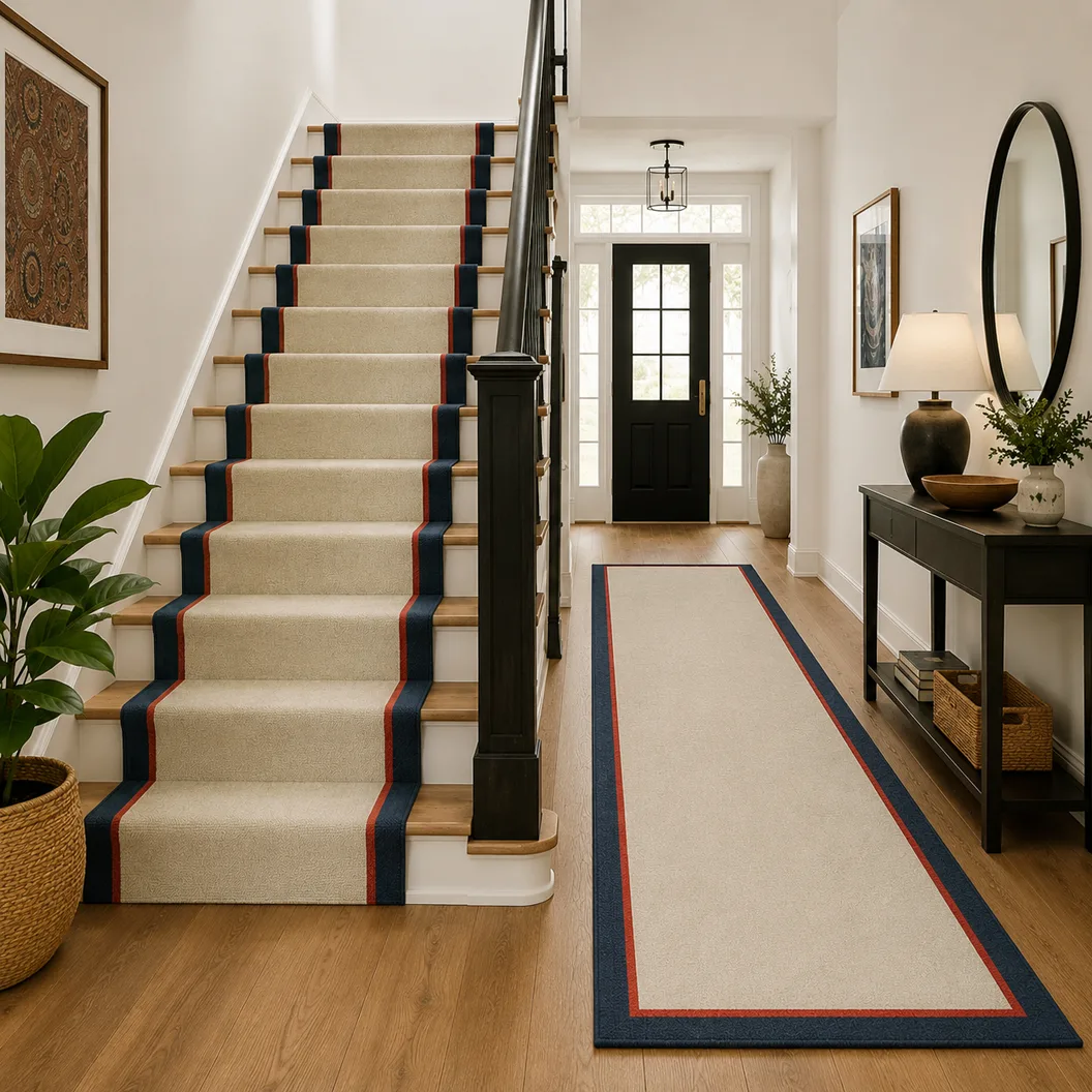 Beige Wool Runner with Wool Borders - Rug Roomset Collection Beige Wool Runner with Wool Borders - Rug Roomset Collection