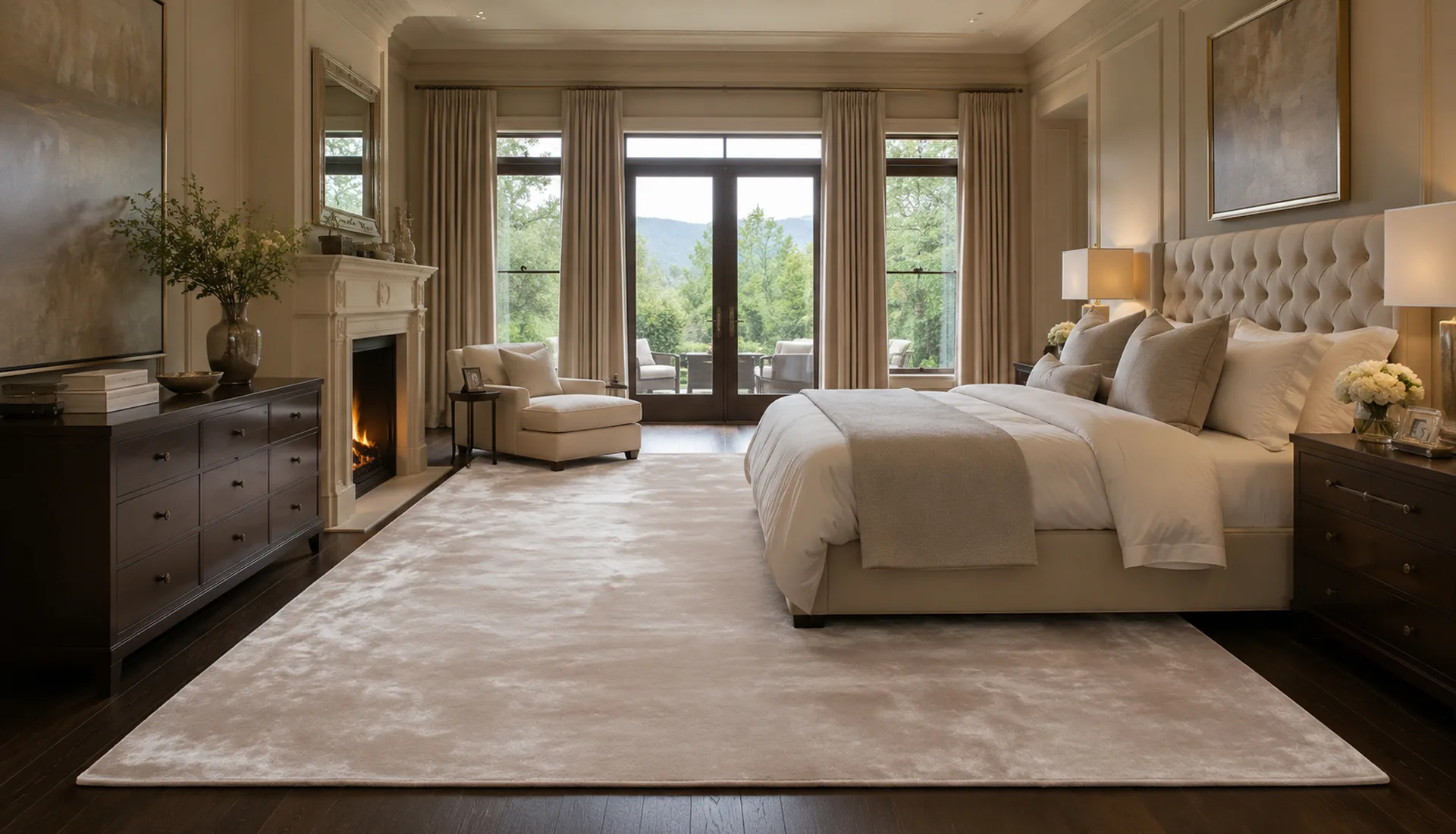 Plain Oyster White Art Silk Rug